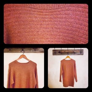 🪶3/$20 Super Soft! PINK ROSE Fuzzy Ribbed L/S Oversized Rust CrewNeck Sweater-S